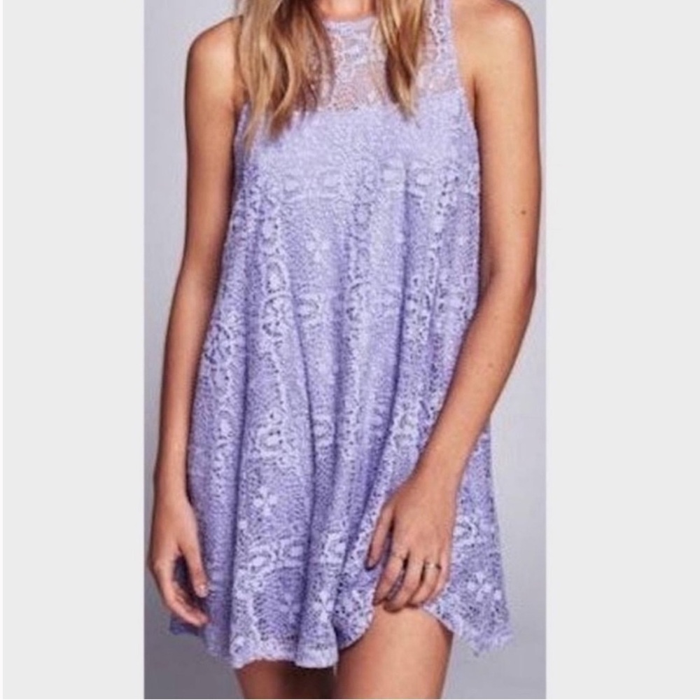 Free People Lilac Lace Sleeveless Mini Dress Sz M